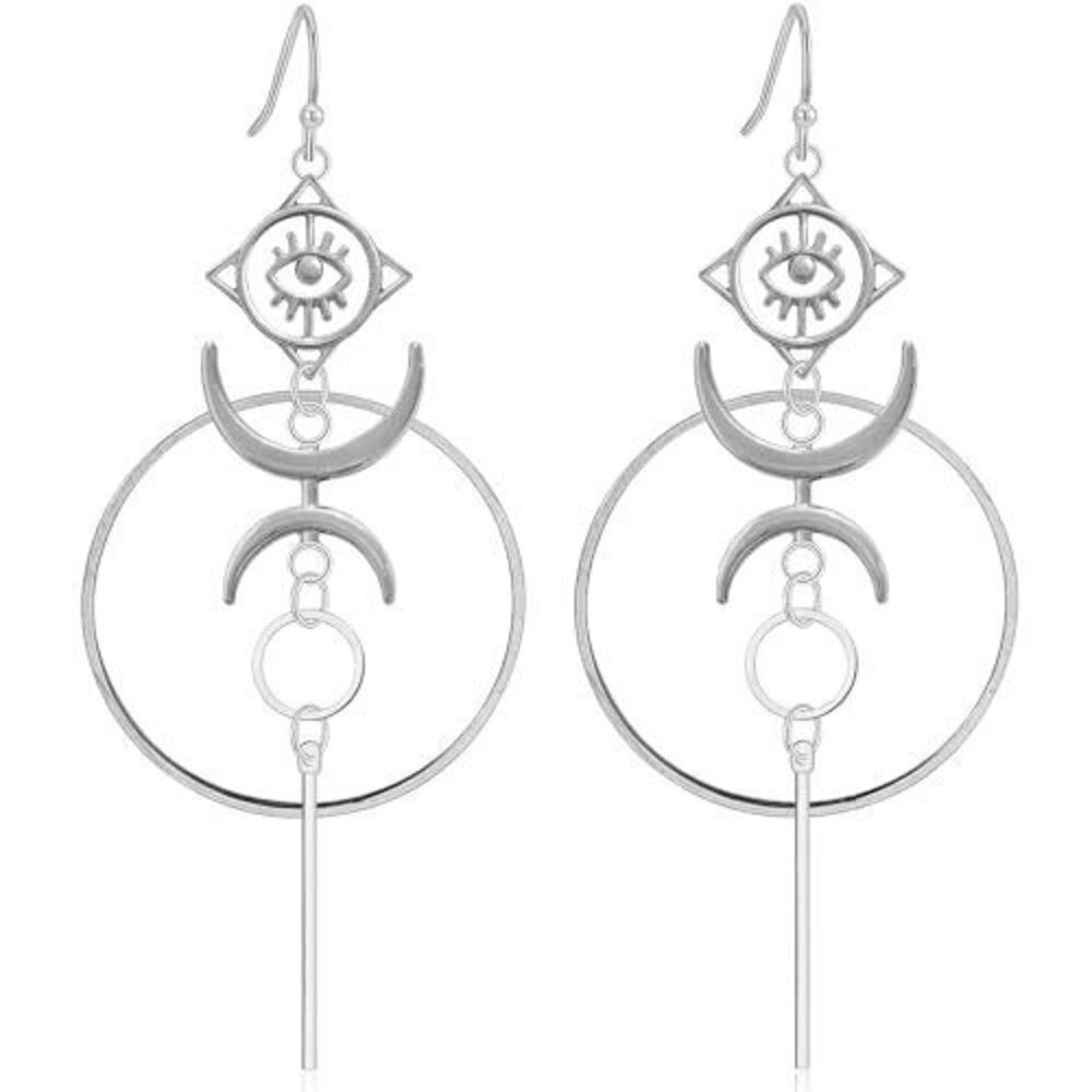 3958 Gothic Viking Vintage Sliver Crescent Moon Evil Eyes Star Fishbone